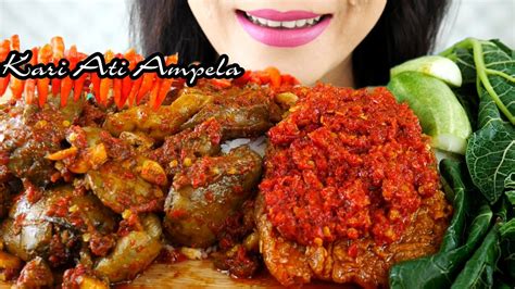 ASMR KARI ATI AMPELA PEDAS IKAN FILLET SAMBEL MERCON LALAPAN DAUN