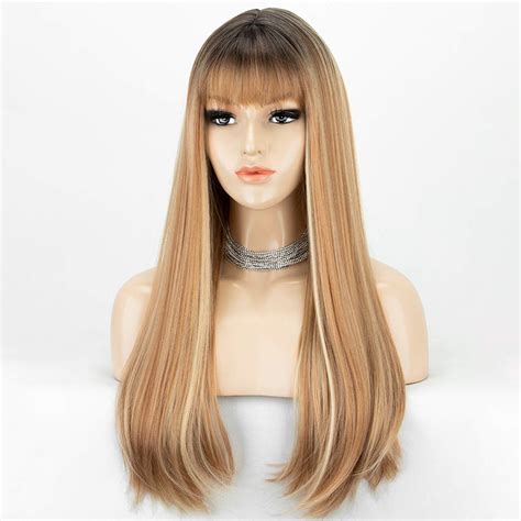 Amazon K Ryssma Ombre Honey Blonde Wig With Bangs Glueless