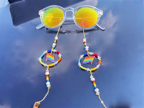 Rainbow Flag Glasses Chain Lqbtqia Eyeglasses Chain Pride Swarovski Crystal Sunglasses Chain