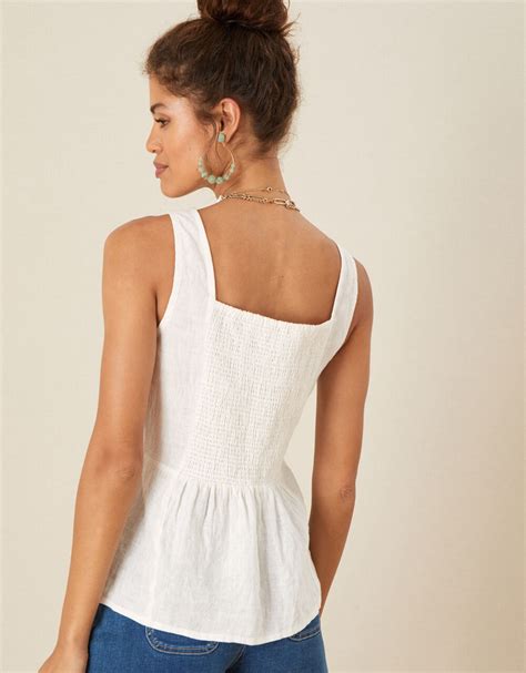 Square Neck Cami Top White Vests Camisoles And Sleeveless Tops