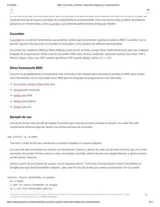 Bdd Cucumber Y Gherkin Desarrollo Dirigido Por Comportamiento Pdf