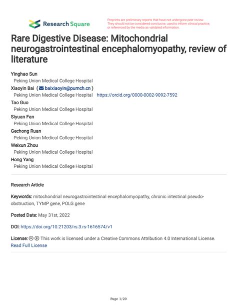 PDF Rare Digestive Disease Mitochondrial Neurogastrointestinal