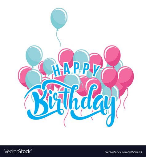 Happy birthday blue pink balloon white background Vector Image