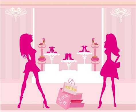 Fashion Girls Shopping In Shoe Shop — Stock Vector © Jackybrown 31449463