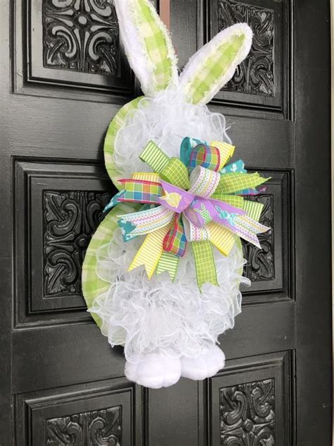 Green Easter Bunny Easter Swags Wreath Decor Deco Mesh Wreaths