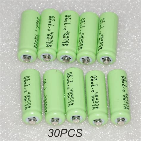 30PCS UNITEK 1 2V 2 3AAA Rechargeable Battery 400mah 2 3 AAA Ni Mh Cell