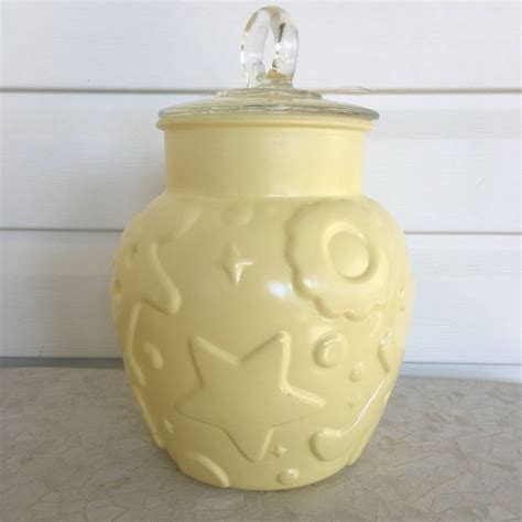 Hazel Atlas Cookie Jar Pale Yellow Gingerbread Man Design Etsy Canada