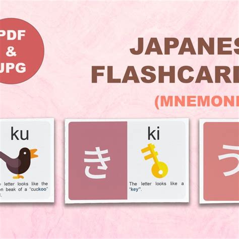 Digital Japanese Flashcards Hiragana Mnemonics Homeschool Printable