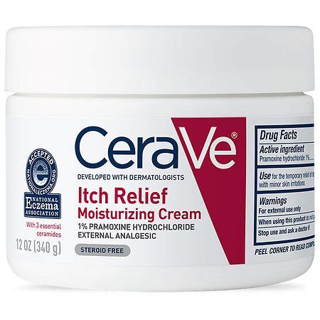 CeraVe Itch Relief Moisturizing Cream with Pramoxine Hydrochloride for ...