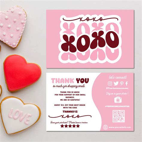 Cute Valentine Thanks for Your Purchase Template Canva, Editable