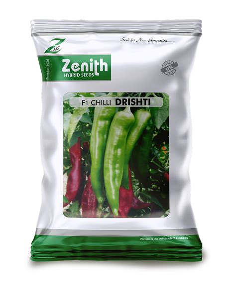 Zenith Natural F1 Hybrid Chilli Seed Packaging Size 10 G Packaging