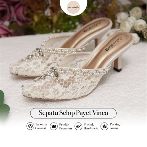 Jual Deucalantha Sepatu Pesta Wanita Wedding Shoes Selop Payet Vinea