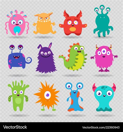 Cute cartoon baby monsters isolated Royalty Free Vector