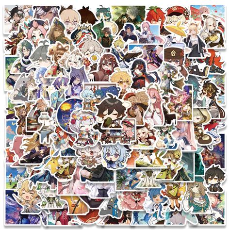 10/50/100PCS Cute Anime Game Genshin Impact Stickers Decal Luggage Laptop Motorcycle Car ...