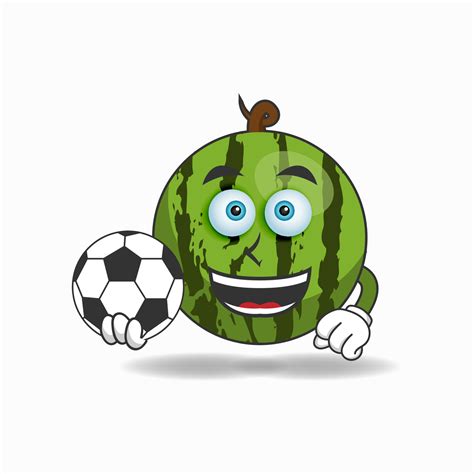 The Watermelon Mascot Character Becomes A Soccer Player Vector