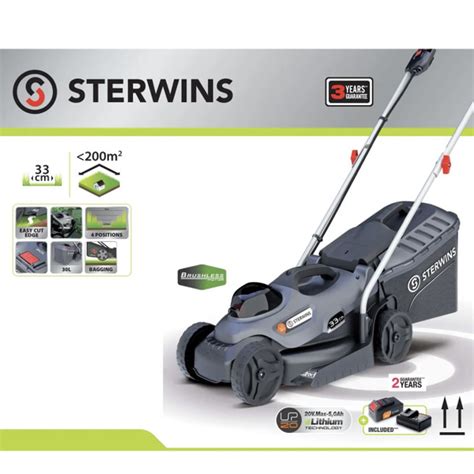 Газонокосилка аккумуляторная STERWINS 33 см 20В АКБ и ЗУ ВХОДИТ В ...