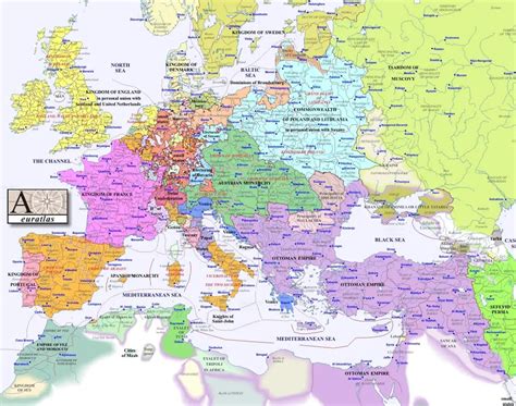 Europe Map 1700 - MapSof.net