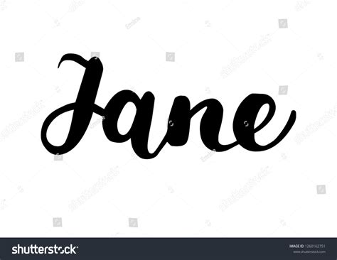 Female Name Jane Handwritten Lettering Black Vector De Stock Libre De