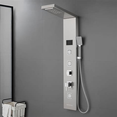 ROVOGO LED Rainfall Waterfall Shower Panel With 3 Body Jets Handheld