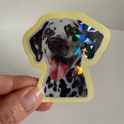 Holographic Dalmatian Sticker Gift For Black Spotted Dalmatian Owner