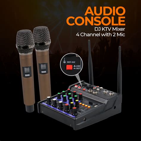 TKL Audio Console Karaoke DJ KTV Mixer 4 Channel With 2 Microphone