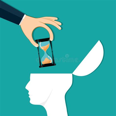 The Hand Placed An Hourglass Inside The Head Time Concept Stock Vector Illustration Of Avatar