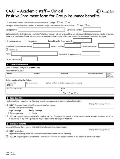 Fillable Online Clinical Benefits Enrolment Form Fax Email Print