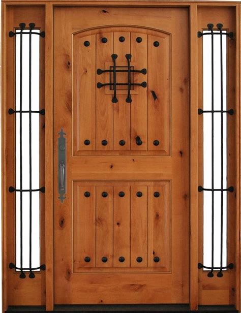 5 X 6 8 Knotty Alder Blonde Entry Door With Sidelights And Iron Entry Door With Sidelights