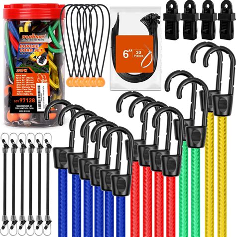 Ultimate Flat Outdoor Bungee Cord Assortment Heavy Duty Set Of 28