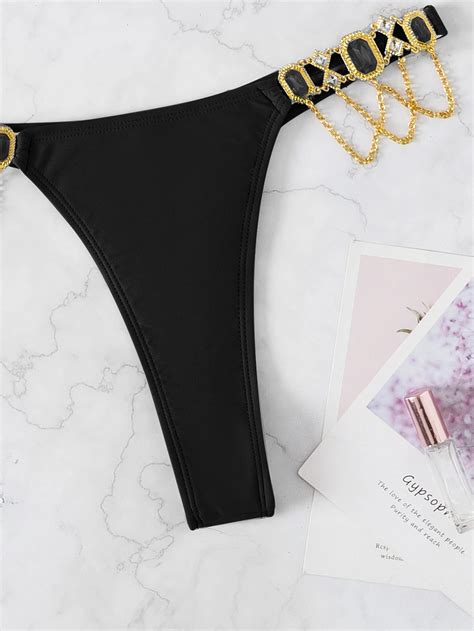 Bikini triangulaire ras du cou gemme à chaîne Mode en ligne SHEIN FRANCE