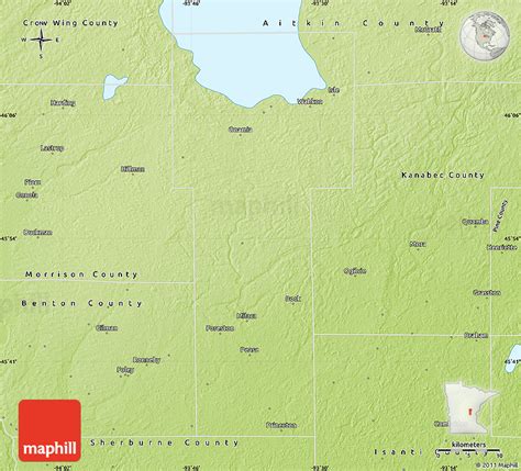 Physical Map of Mille Lacs County