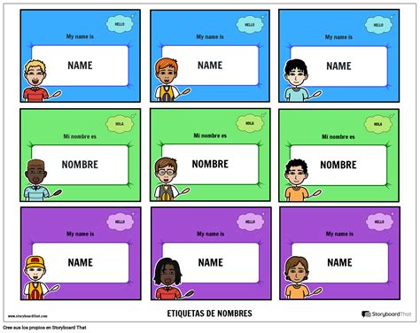 Etiqueta De Nombre Para Niños Lindos Storyboard