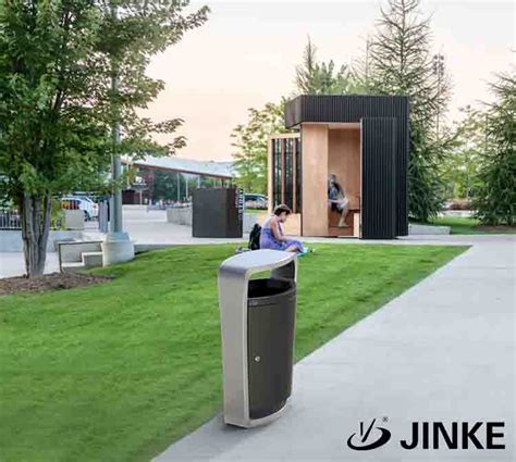 Modern Street Trash Can，Outdoor Litter Bin丨Jinke Metal