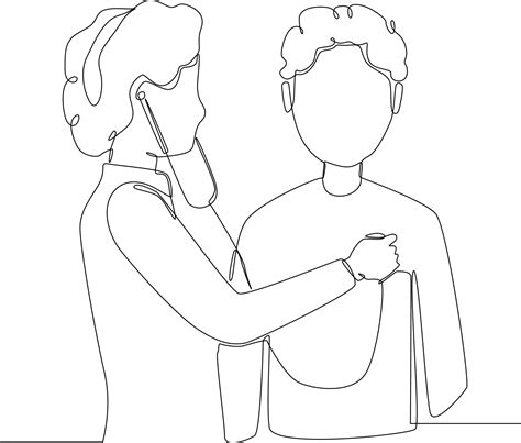 Continuous Line Drawing Of Doctor Is Checking On Patient S Chest Uses