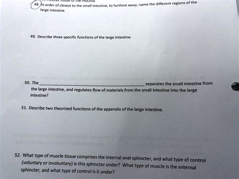 Solved Order Of Closest The Small Intestine Large Intestine Furthest