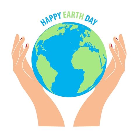 Premium Vector Happy Earth Day Hands Holding Globe Earth