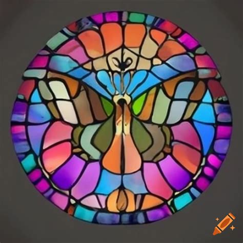 Stained Glass Window With A Butterfly Design On Craiyon