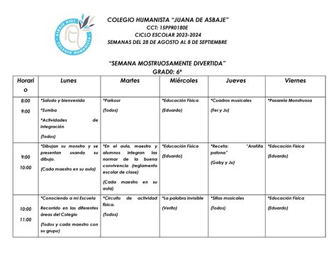 Semana Monstruosamente Divertida 2023 2024 COLEGIO HUMANISTA JUANA