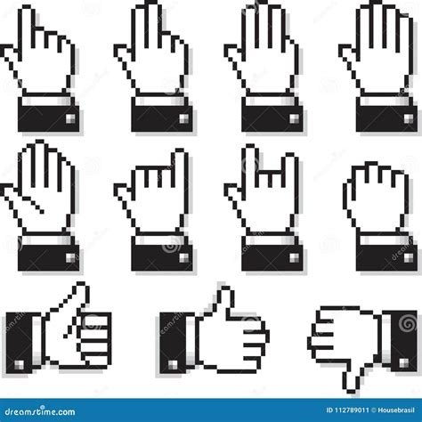 Set Of Pixel Hand Cursors Coloso