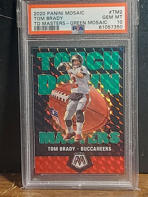 2020 Panini Mosaic Tom Brady Touchdown Masters Green Mosaic PSA 10 Gem