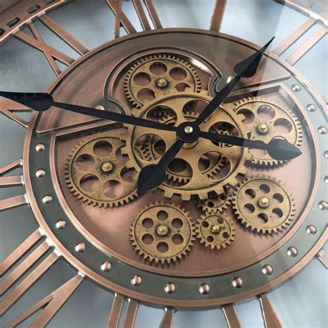 Horloge Murale Xxl Cuivr E Kensington Style Industriel Avec Engrenage