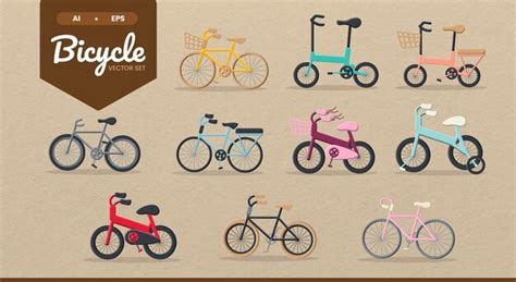 Conjunto De Vectores De Bicicleta Vector Premium