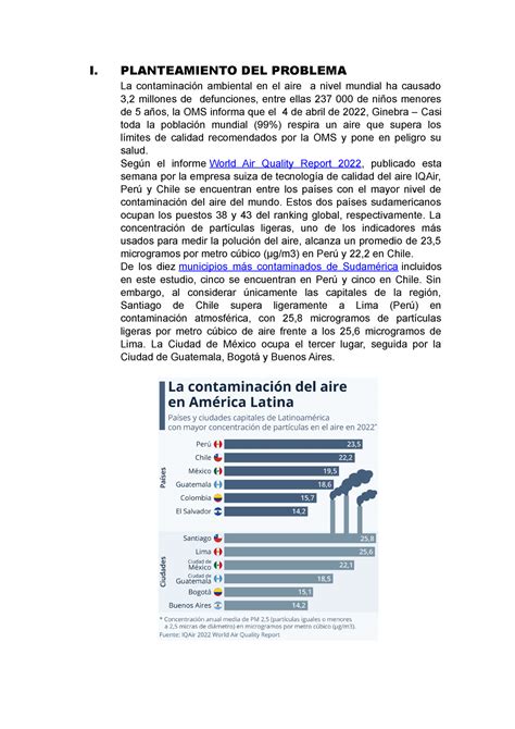 Proyecto De Tecnicas Y Metodo I Planteamiento Del Problema La Contaminación Ambiental En El