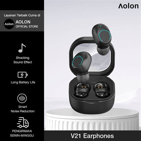 Jual Aolon V21 Tws Bluetooth Earphones Stereo Wireless Noise Reduction