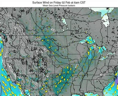 North Dakota Surface Wind On Thursday 23 Jan At 12pm CST