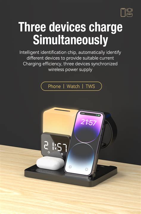 Wireless Charger Stand Alarm Clock Newest 6 In 1 Desktop ...