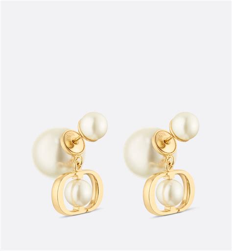 Dior Tribales Earring Gold Finish Metal With White Resin Pearls And Silver Tone Crystals Dior Au