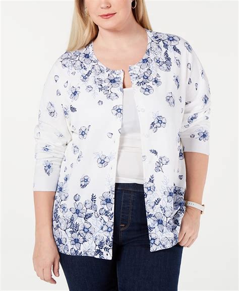 Karen Scott Plus Size Floral Cardigan Created For Macys Macys