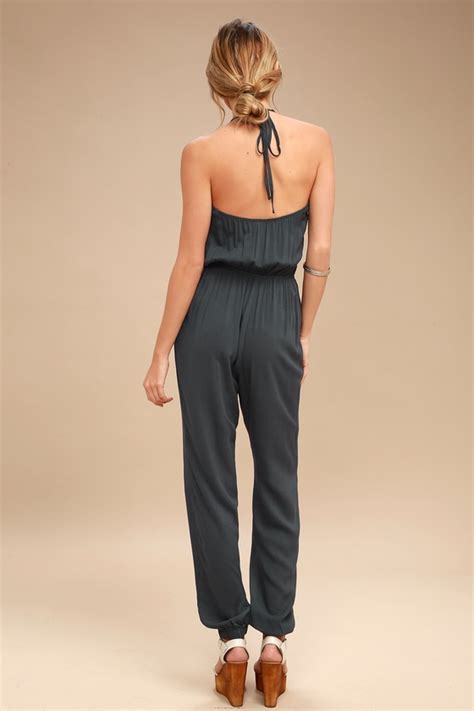 Cute Charcoal Grey Jumpsuit Sleeveless Jumpsuit