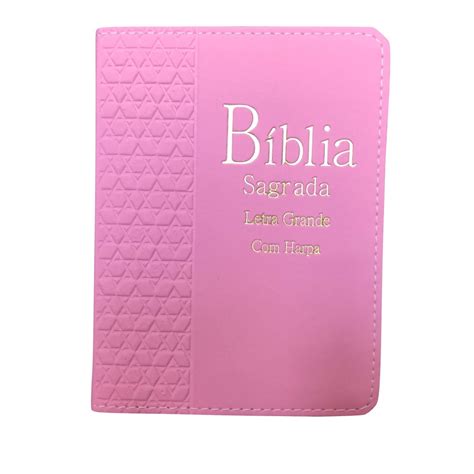 Biblia M Dia Harpa Letra Grande Ndice Capa Luxo Rosa Submarino